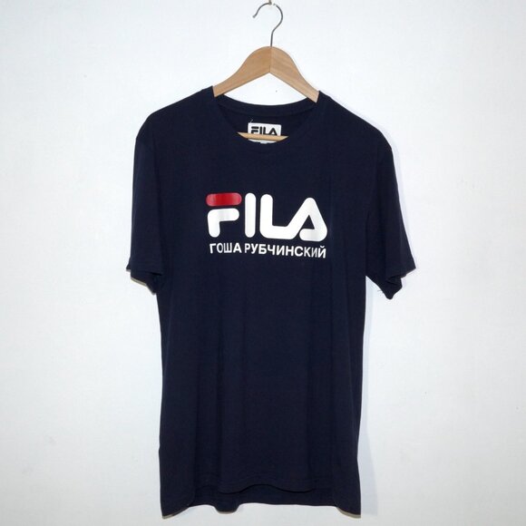FILA x Gosha Rubchinskiy Navy Logo T Shirt SS17 ASAP Rocky Mens Large - Picture 1 of 9